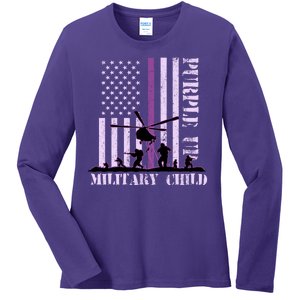 Purple Up Military Child Ladies Long Sleeve Shirt