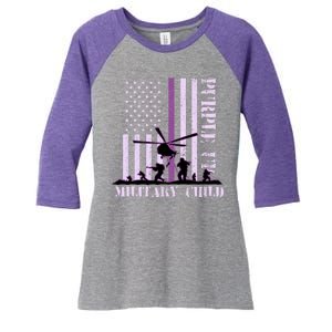 Purple Up Military Child Women's Tri-Blend 3/4-Sleeve Raglan Shirt