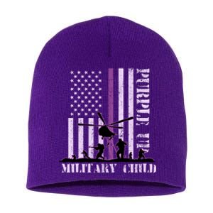 Purple Up Military Child Short Acrylic Beanie