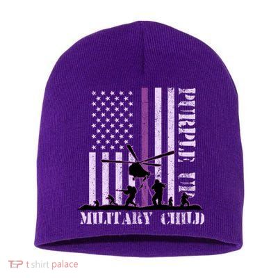 Purple Up Military Child Short Acrylic Beanie