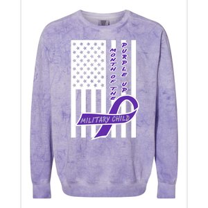 Purple Up Month Military Child Awareness Flag Colorblast Crewneck Sweatshirt