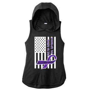 Purple Up Month Military Child Awareness Flag Ladies PosiCharge Tri-Blend Wicking Draft Hoodie Tank