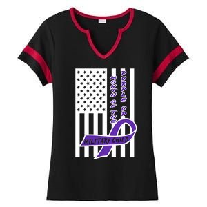 Purple Up Month Military Child Awareness Flag Ladies Halftime Notch Neck Tee