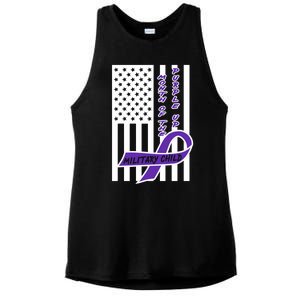 Purple Up Month Military Child Awareness Flag Ladies PosiCharge Tri-Blend Wicking Tank