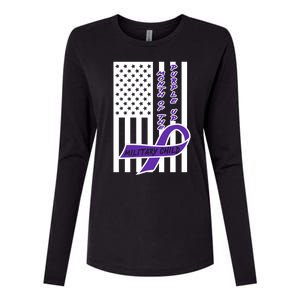 Purple Up Month Military Child Awareness Flag Womens Cotton Relaxed Long Sleeve T-Shirt