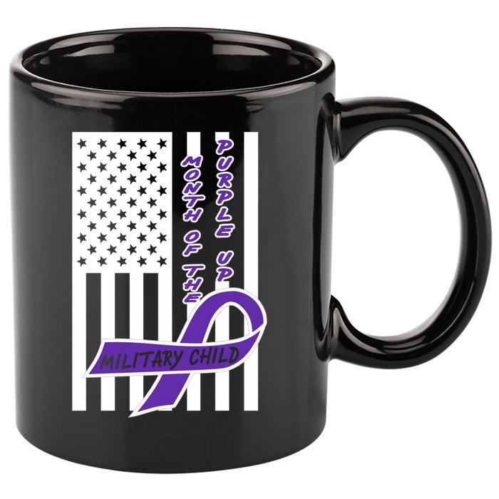 Purple Up Month Military Child Awareness Flag 11oz C Handle Ceramic Mug