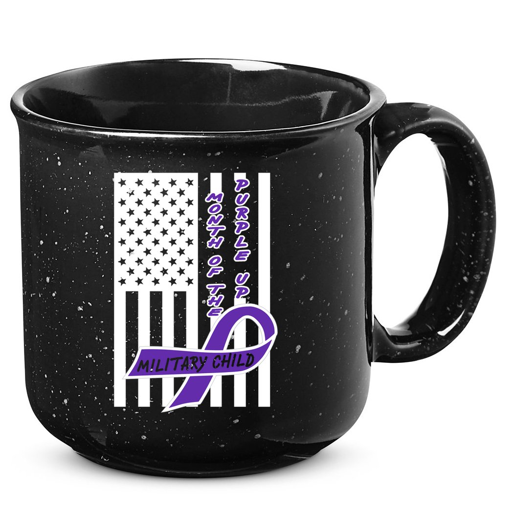 Purple Up Month Military Child Awareness Flag 15oz Campfire Ceramic Mug