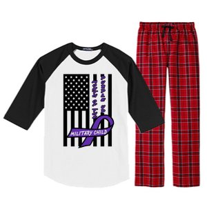 Purple Up Month Military Child Awareness Flag Raglan Sleeve Pajama Set