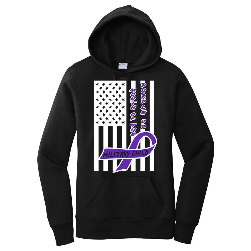 Purple Up Month Military Child Awareness Flag Women's Pullover Hoodie