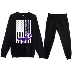 Purple Up Month Military Child Awareness Flag Premium Crewneck Sweatsuit Set