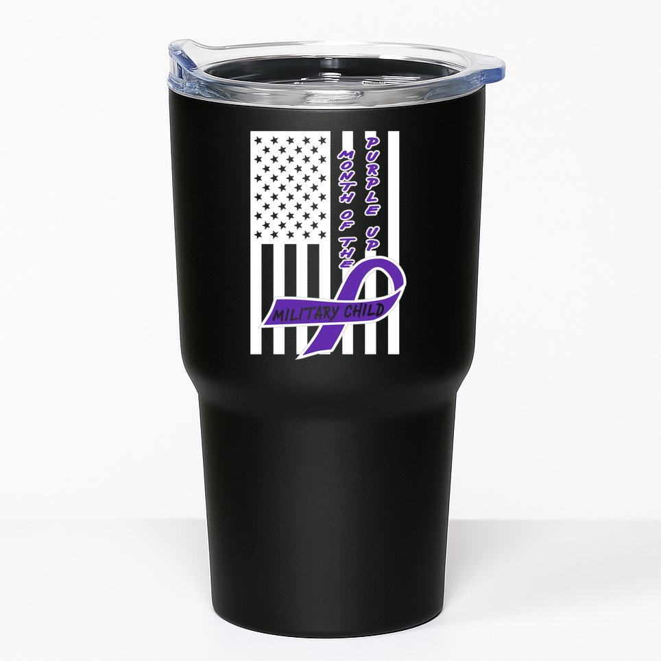 Purple Up Month Military Child Awareness Flag Tumbler
