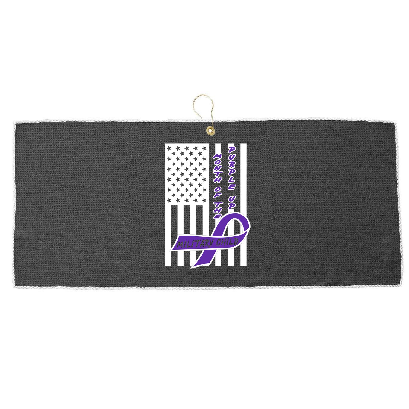 Purple Up Month Military Child Awareness Flag Large Microfiber Waffle Golf Towel