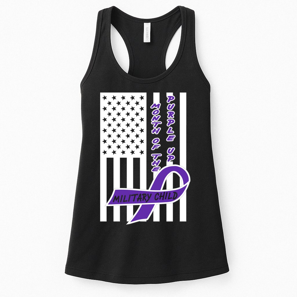 Purple Up Month Military Child Awareness Flag Womens Tank Top
