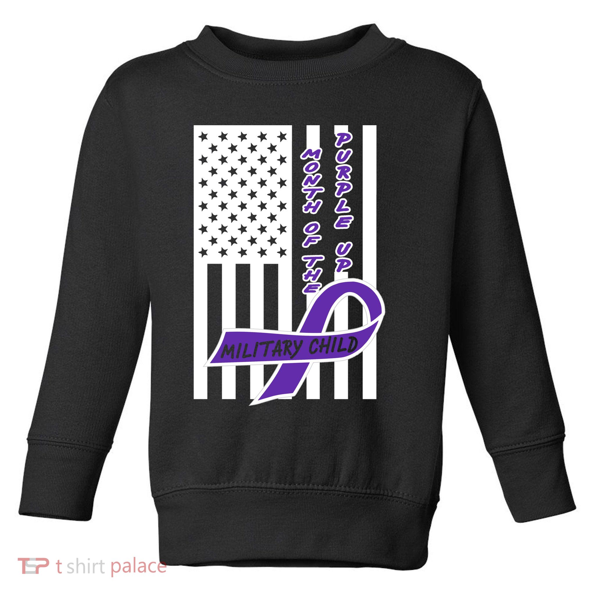 Purple Up Month Military Child Awareness Flag Toddler Sweatshirt
