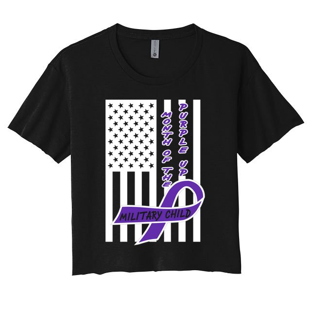 Purple Up Month Military Child Awareness Flag Crop Top