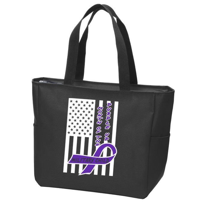 Purple Up Month Military Child Awareness Flag Zip Tote Bag