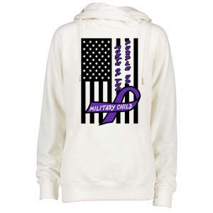 Purple Up Month Military Child Awareness Flag Womens Funnel Neck Pullover Hood