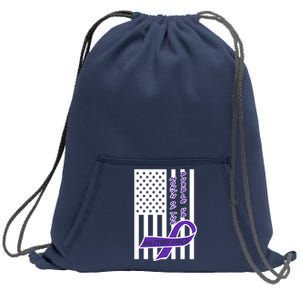 Purple Up Month Military Child Awareness Flag Sweatshirt Cinch Pack Bag