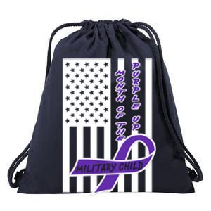 Purple Up Month Military Child Awareness Flag Drawstring Bag