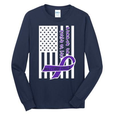 Purple Up Month Military Child Awareness Flag Tall Long Sleeve T-Shirt