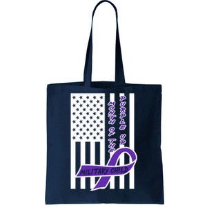 Purple Up Month Military Child Awareness Flag Tote Bag