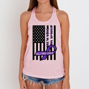 Purple Up Month Military Child Awareness Flag Women's Knotted Racerback Tank