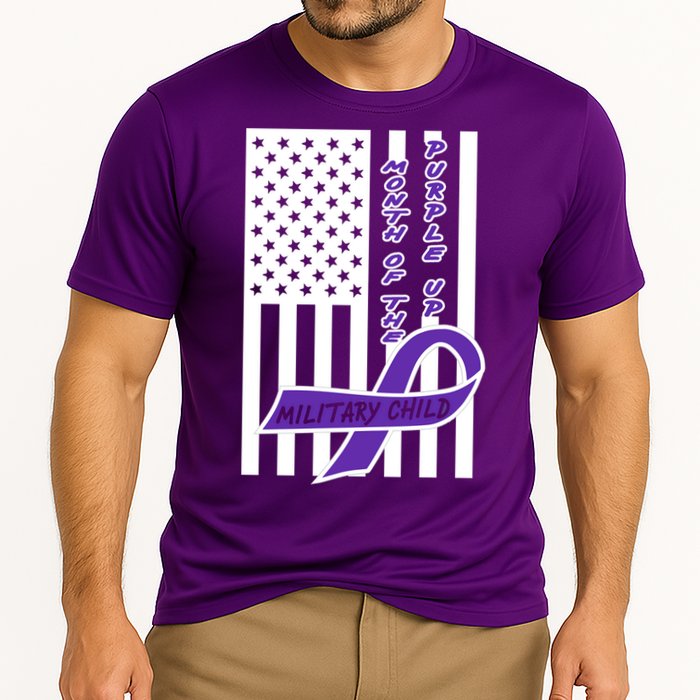Purple Up Month Military Child Awareness Flag Cooling Performance Crew T-Shirt