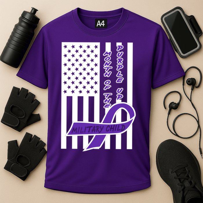 Purple Up Month Military Child Awareness Flag Cooling Performance Crew T-Shirt