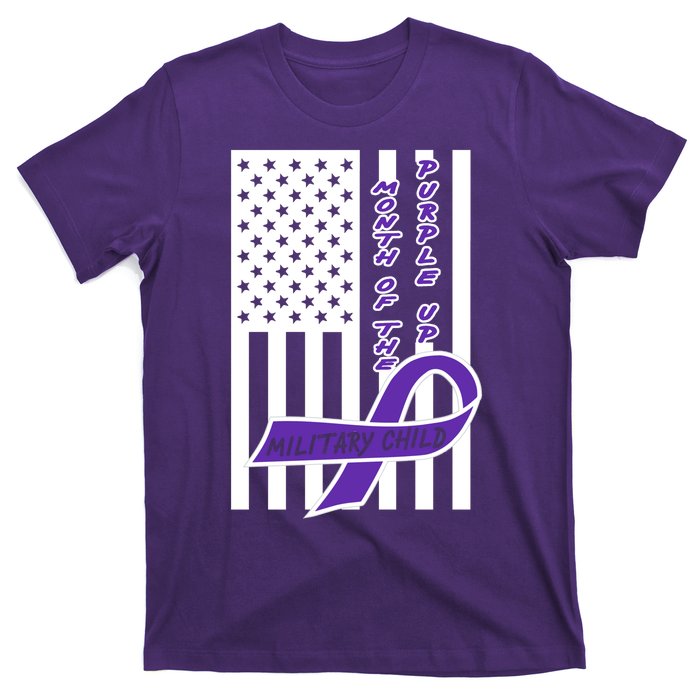 Purple Up Month Military Child Awareness Flag T-Shirt