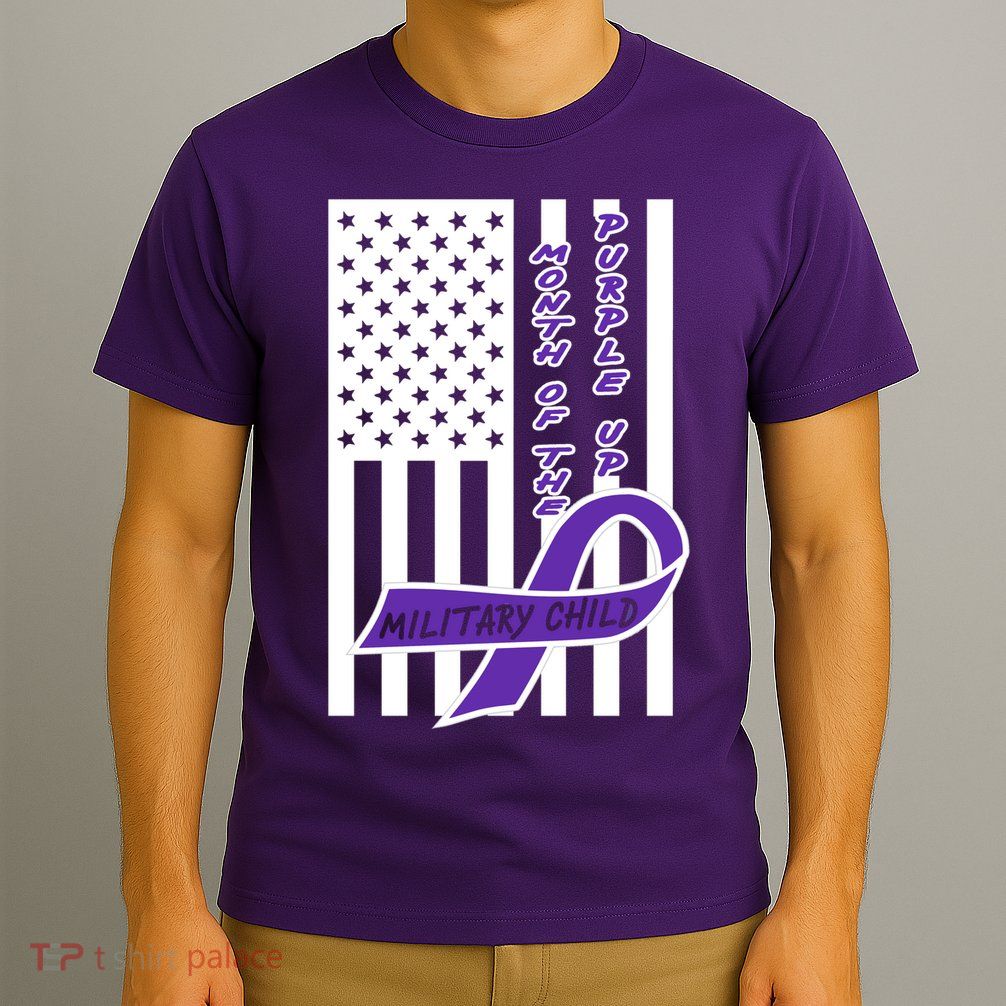 Purple Up Month Military Child Awareness Flag T-Shirt