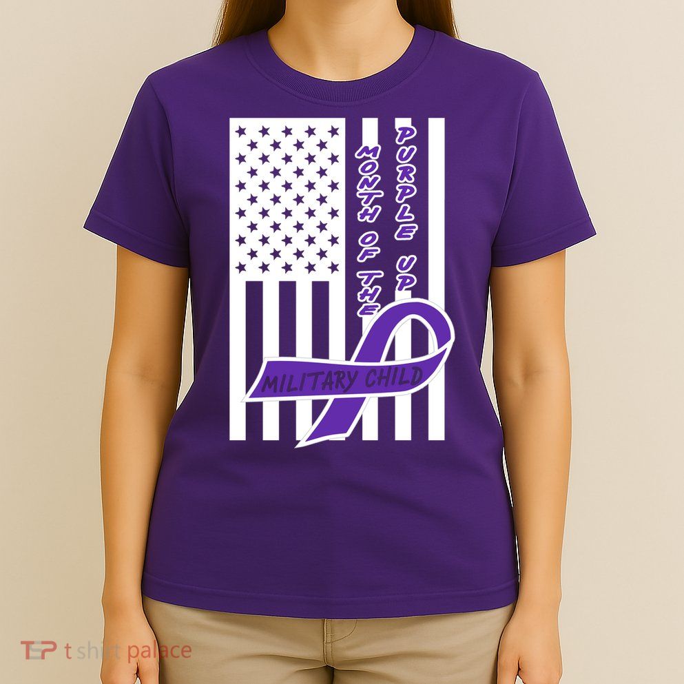 Purple Up Month Military Child Awareness Flag T-Shirt