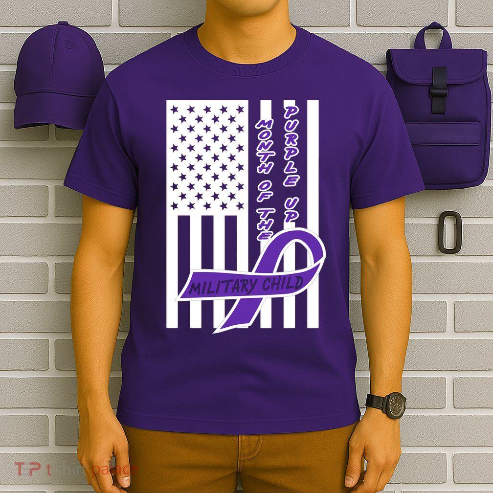Purple Up Month Military Child Awareness Flag T-Shirt