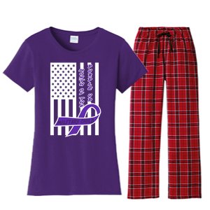 Purple Up Month Military Child Awareness Flag Women's Flannel Pajama Set