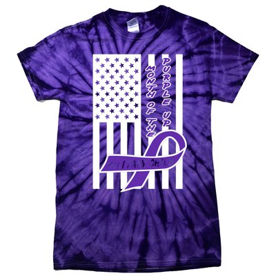 Purple Up Month Military Child Awareness Flag Tie-Dye T-Shirt