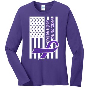 Purple Up Month Military Child Awareness Flag Ladies Long Sleeve Shirt