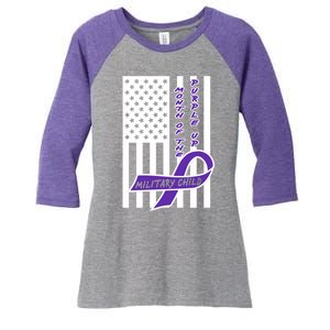 Purple Up Month Military Child Awareness Flag Women's Tri-Blend 3/4-Sleeve Raglan Shirt