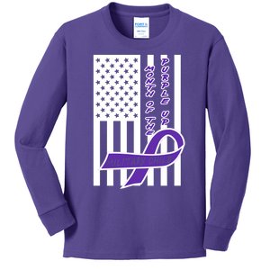 Purple Up Month Military Child Awareness Flag Kids Long Sleeve Shirt