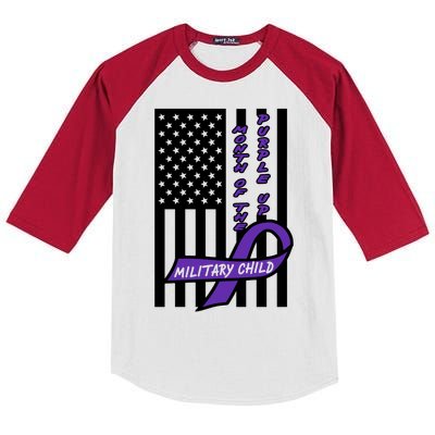 Purple Up Month Military Child Awareness Flag Kids Colorblock Raglan Jersey