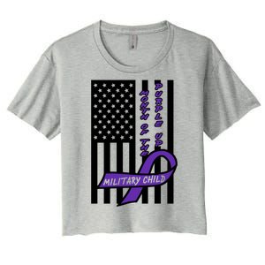 Purple Up Month Military Child Awareness Flag Women's Crop Top Tee