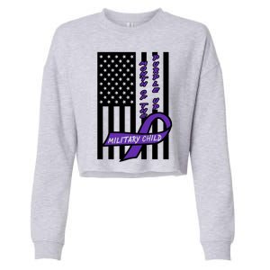 Purple Up Month Military Child Awareness Flag Cropped Pullover Crew