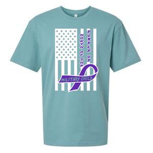 Purple Up Month Military Child Awareness Flag Sueded Cloud Jersey T-Shirt