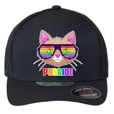 Purride Gay Pride Cat Flexfit Unipanel Trucker Cap