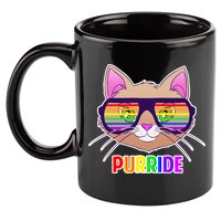 Purride Gay Pride Cat 11oz C Handle Ceramic Mug