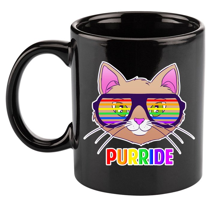 Purride Gay Pride Cat 11oz C Handle Ceramic Mug