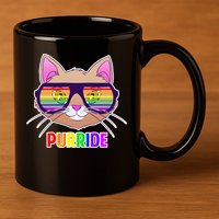 Purride Gay Pride Cat 11oz C Handle Ceramic Mug
