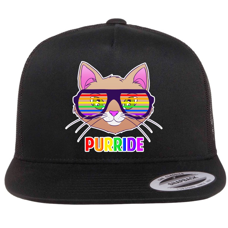 Purride Gay Pride Cat Flat Bill Trucker Hat