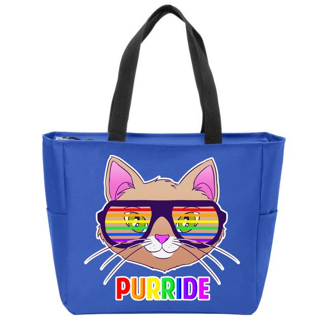 Purride Gay Pride Cat Zip Tote Bag