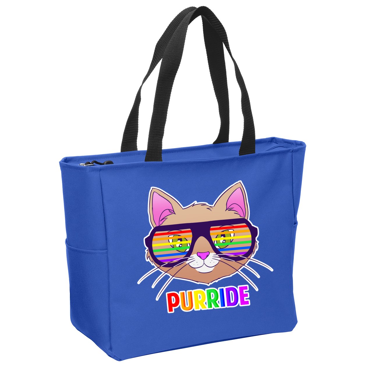Purride Gay Pride Cat Zip Tote Bag