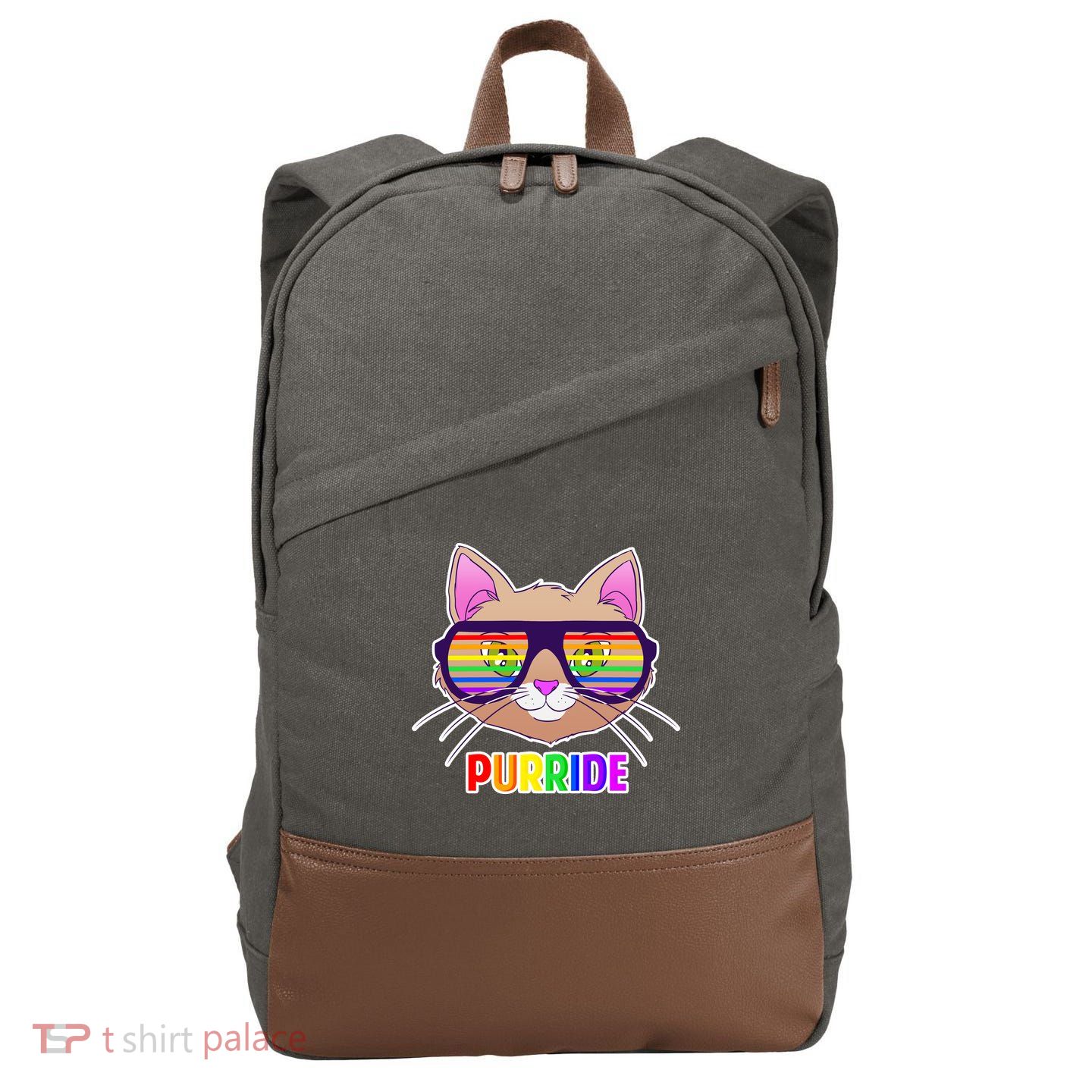 Purride Gay Pride Cat Cotton Canvas Backpack