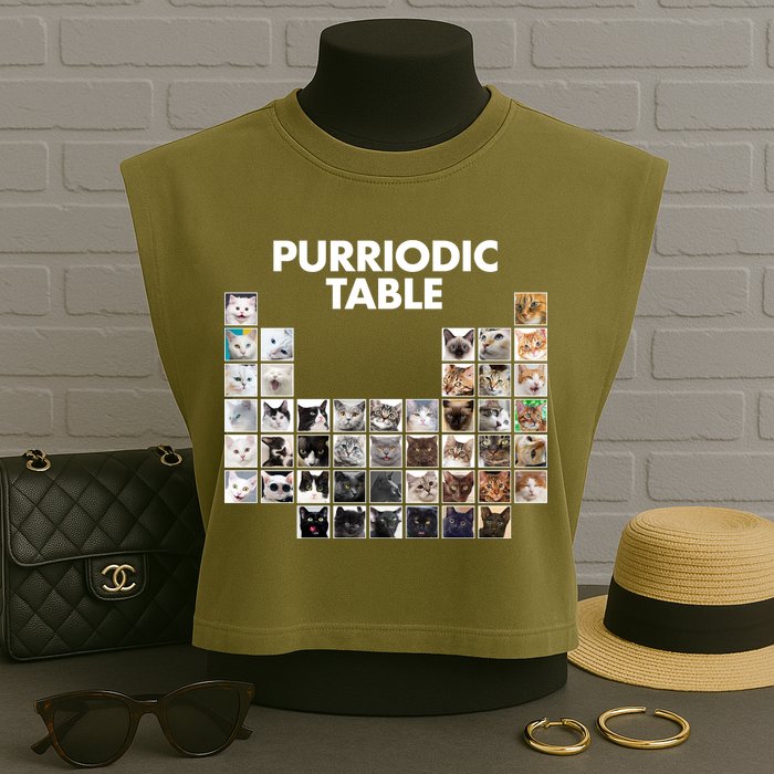 Purriodic Table Of Cats Periodic Garment-Dyed Women's Muscle Tee